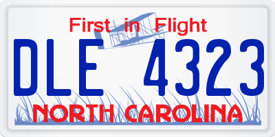 NC license plate DLE4323