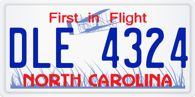 NC license plate DLE4324