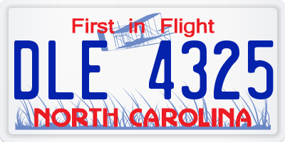 NC license plate DLE4325