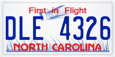 NC license plate DLE4326