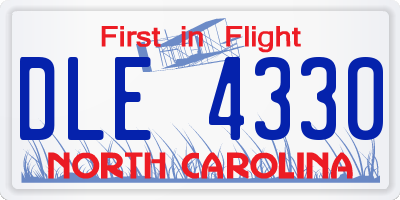 NC license plate DLE4330