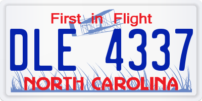 NC license plate DLE4337