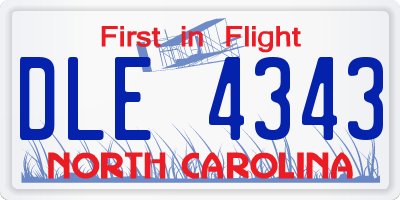 NC license plate DLE4343
