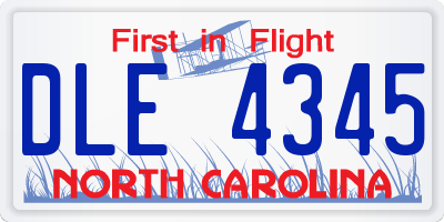 NC license plate DLE4345