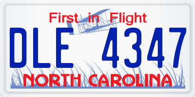 NC license plate DLE4347
