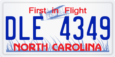NC license plate DLE4349