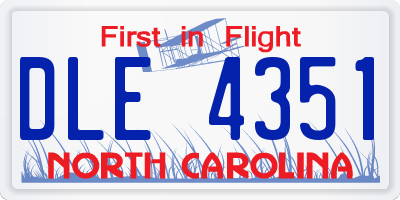 NC license plate DLE4351