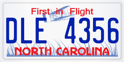 NC license plate DLE4356