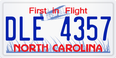 NC license plate DLE4357