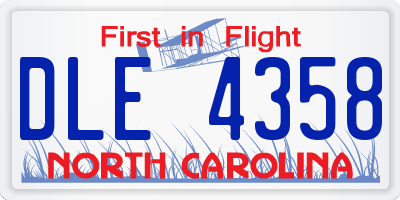 NC license plate DLE4358