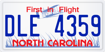 NC license plate DLE4359