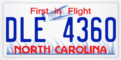 NC license plate DLE4360