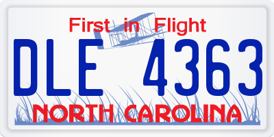 NC license plate DLE4363