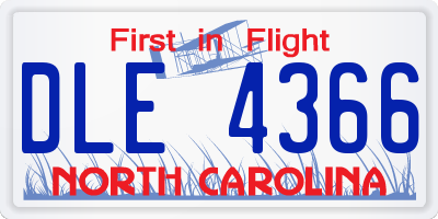 NC license plate DLE4366