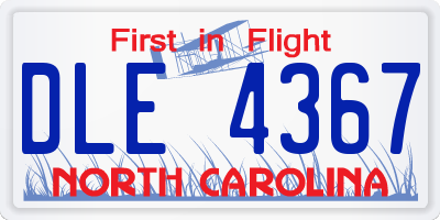 NC license plate DLE4367
