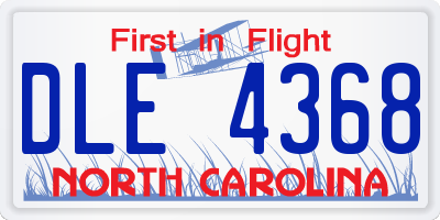NC license plate DLE4368