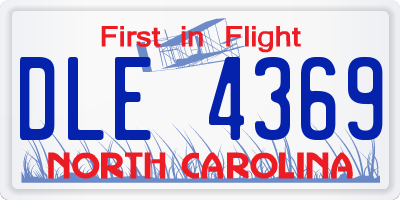NC license plate DLE4369