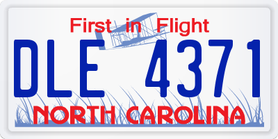 NC license plate DLE4371
