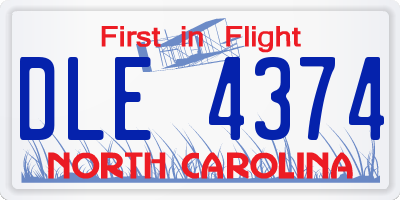 NC license plate DLE4374