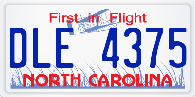 NC license plate DLE4375