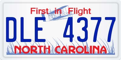 NC license plate DLE4377