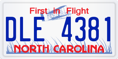 NC license plate DLE4381