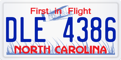 NC license plate DLE4386