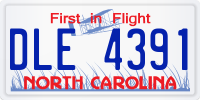 NC license plate DLE4391