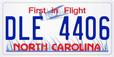 NC license plate DLE4406