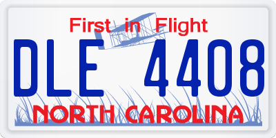 NC license plate DLE4408