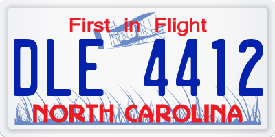 NC license plate DLE4412