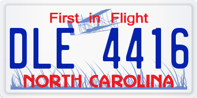 NC license plate DLE4416
