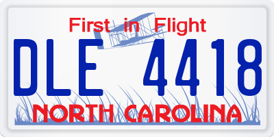 NC license plate DLE4418