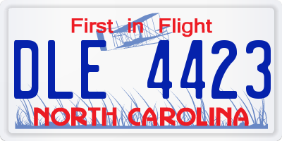 NC license plate DLE4423