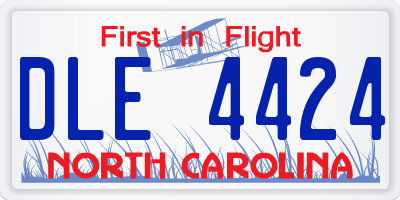 NC license plate DLE4424