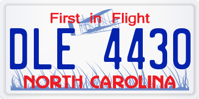 NC license plate DLE4430