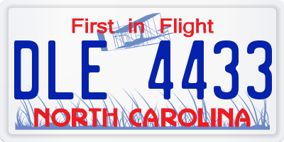 NC license plate DLE4433