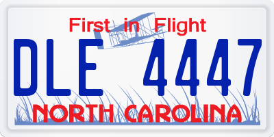 NC license plate DLE4447