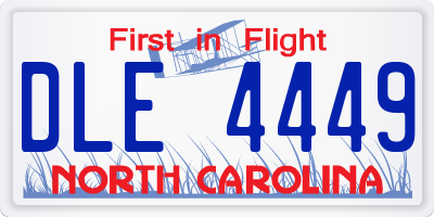NC license plate DLE4449