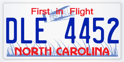 NC license plate DLE4452