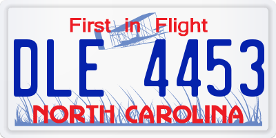 NC license plate DLE4453