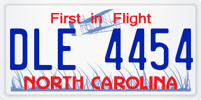NC license plate DLE4454