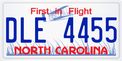 NC license plate DLE4455