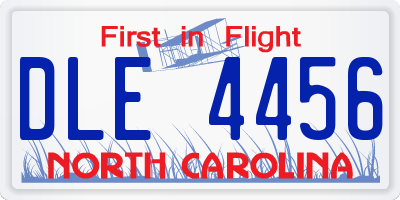 NC license plate DLE4456