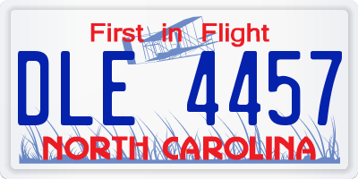 NC license plate DLE4457