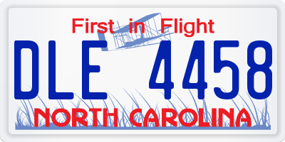 NC license plate DLE4458