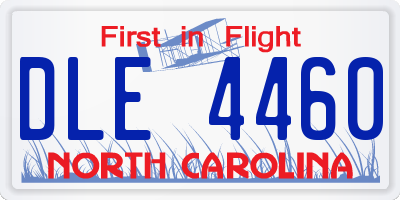 NC license plate DLE4460