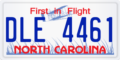 NC license plate DLE4461