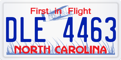 NC license plate DLE4463