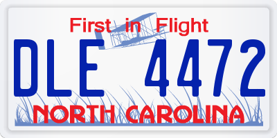 NC license plate DLE4472
